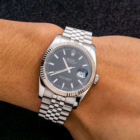 rolex datejust steel black dial|Rolex Datejust 36mm black dial.